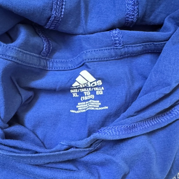 Adidas Royal Blue Hooded Tee with Sleeves - Picture 2 of 5